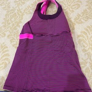 Striped Purple and Pink Halter Top